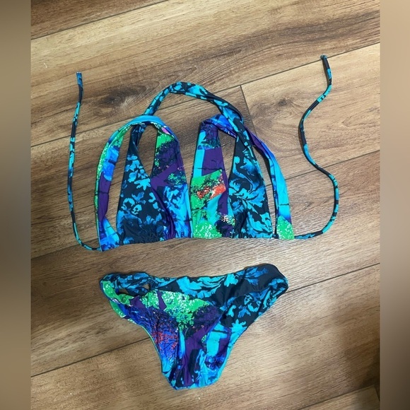 Lenny Niemeyer LIKE NEW tropical printed strappy two piece swimsuit size S - Picture 2 of 3